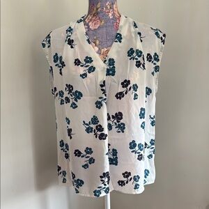 Banana Republic Floral Blouse - White and Black
